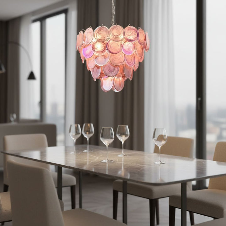 Orlina Pink Murano Glass Chandelier 2