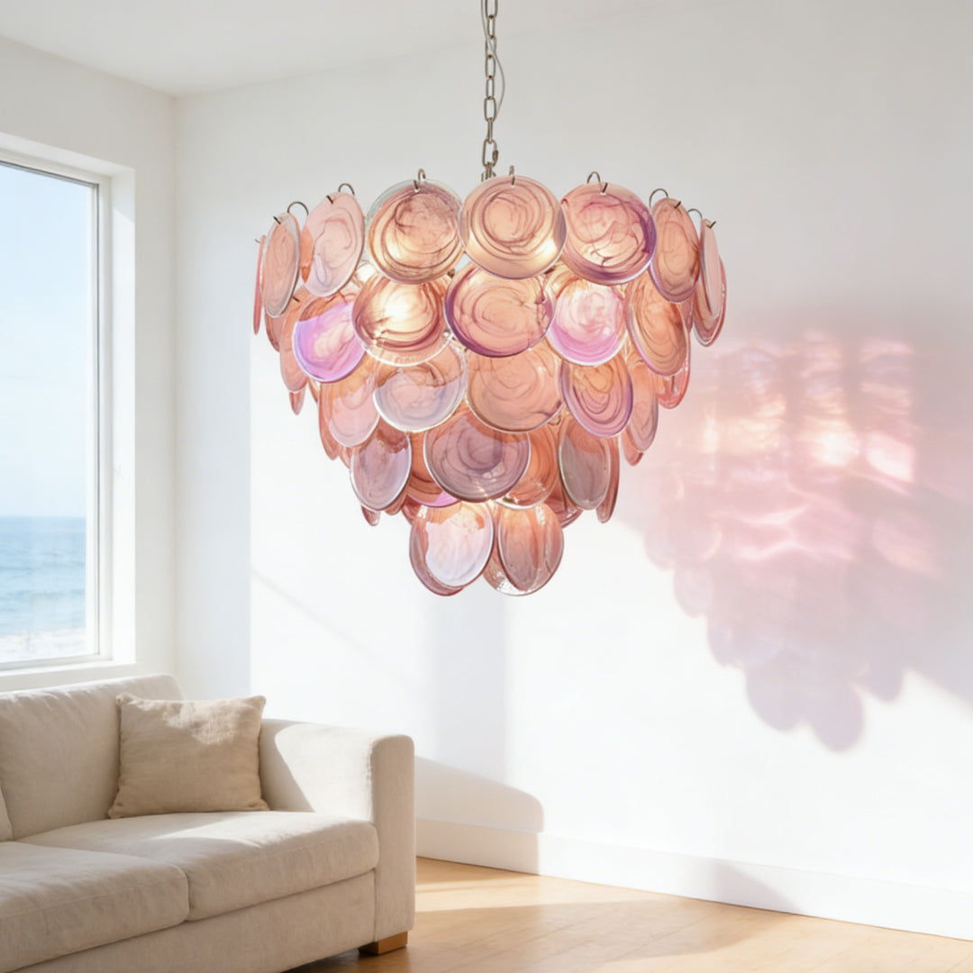 Orlina Pink Murano Glass Chandelier 3