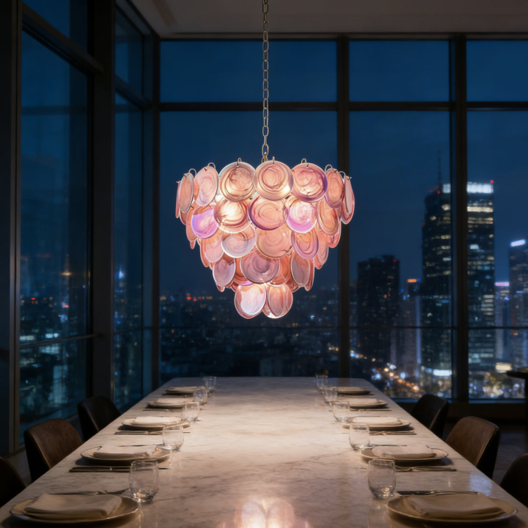 Orlina Pink Murano Glass Chandelier 6