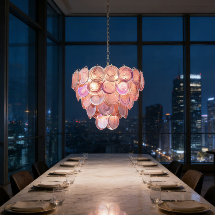 Orlina Pink Murano Glass Chandelier 6