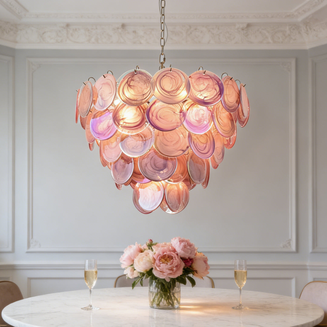 Orlina Pink Murano Glass Chandelier 7
