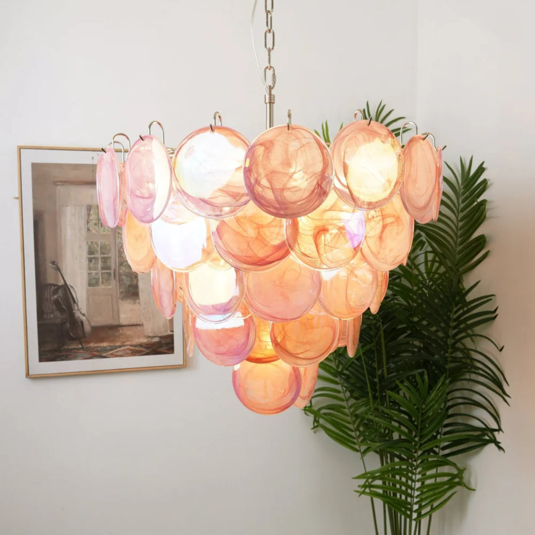 Orlina Pink Murano Glass Chandelier 9