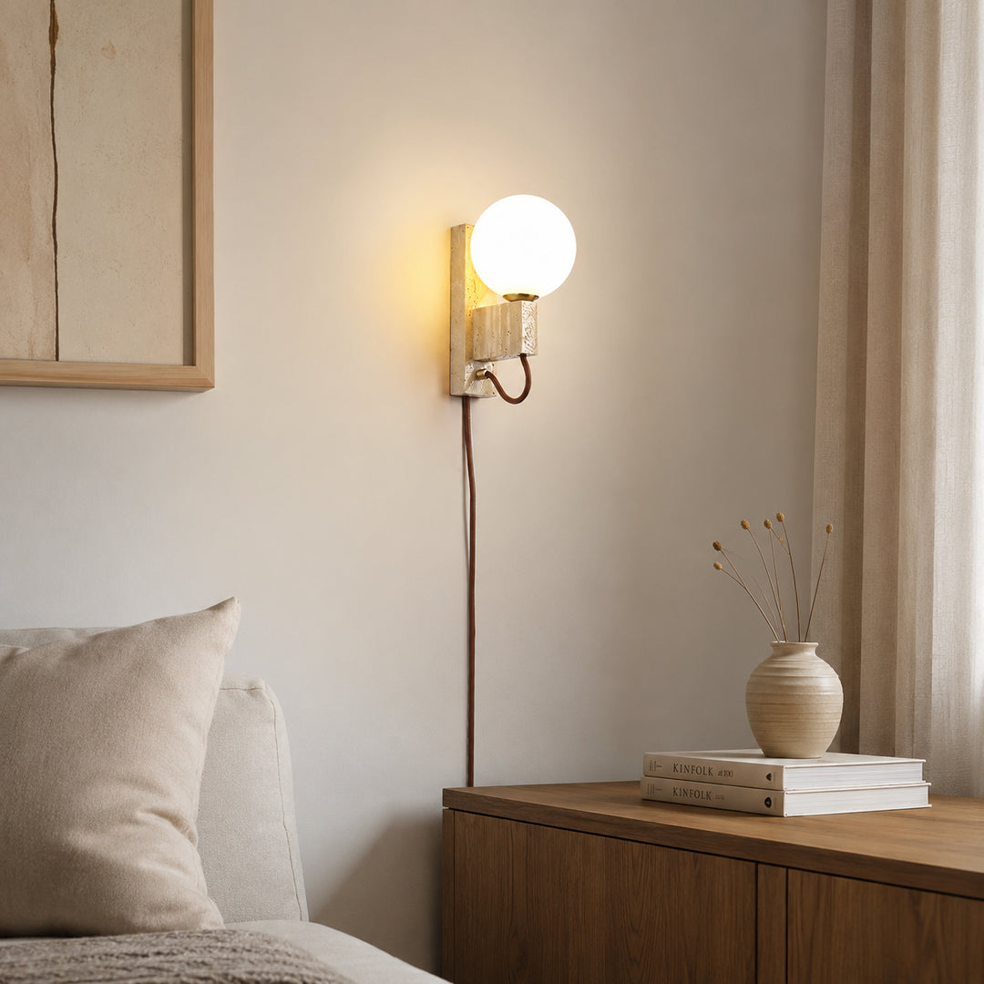 Orvelune Travertine Plug-in Wall Lamp 1