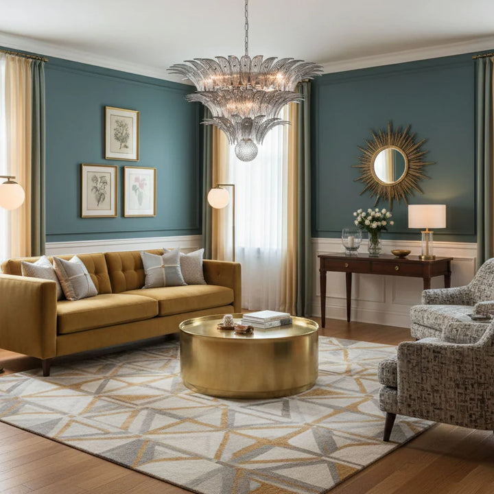 Palmette Smoked Murano Glass Chandelier