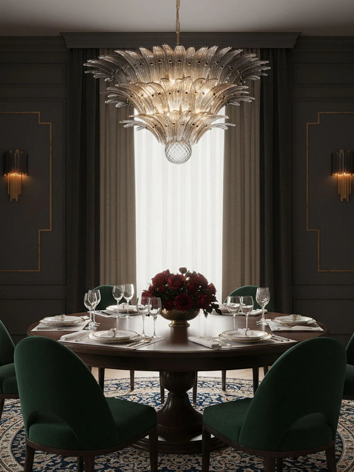Palmette Smoked Murano Glass Chandelier