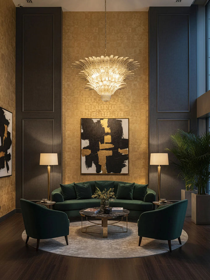 Palmette Smoked Murano Glass Chandelier