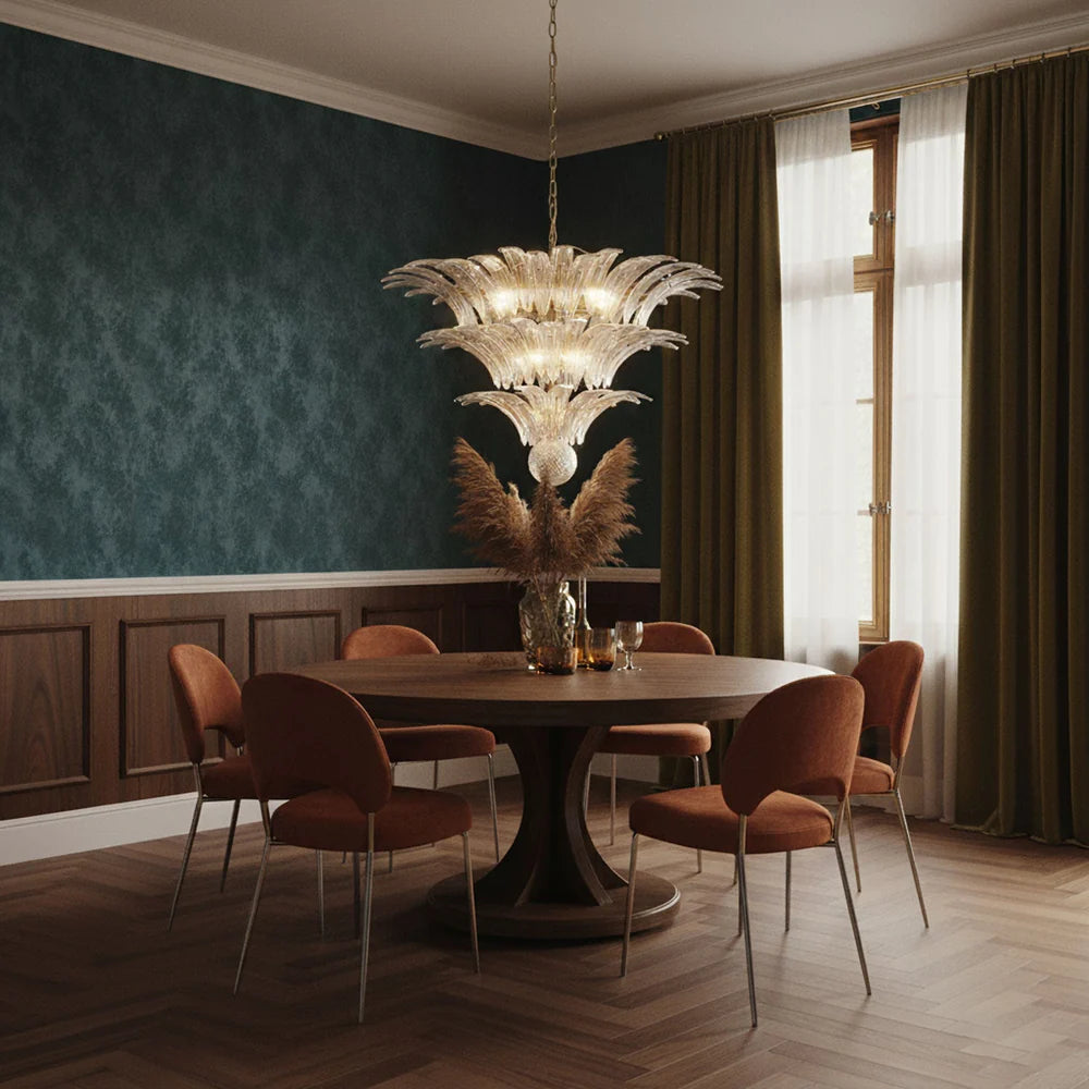 Palmette Smoked Murano Glass Chandelier