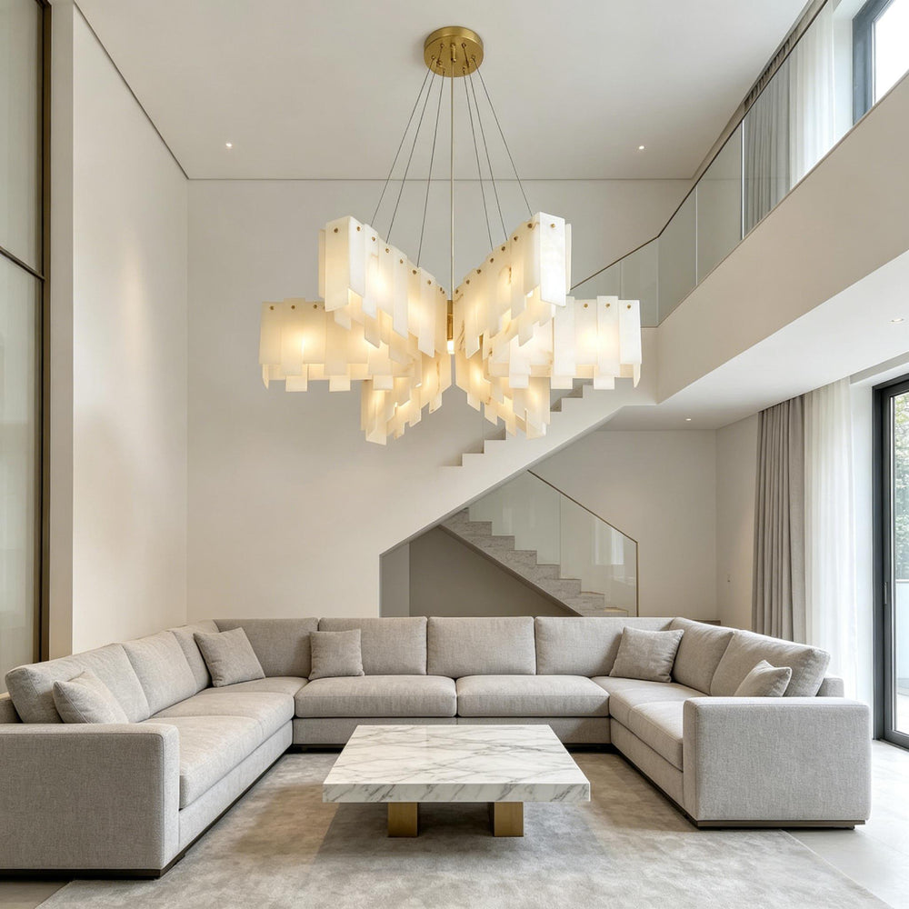 Pentagram Alabaster Cascade Tiered Chandelier – AIBIALIGHT