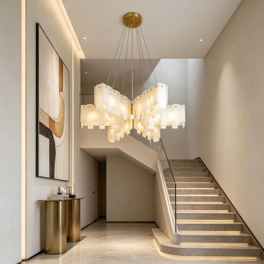 Pentagram Alabaster Cascade Tiered Chandelier – AIBIALIGHT