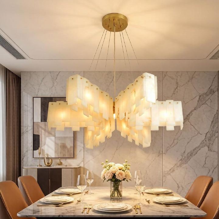 Pentagram Alabaster Cascade Tiered Chandelier – AIBIALIGHT