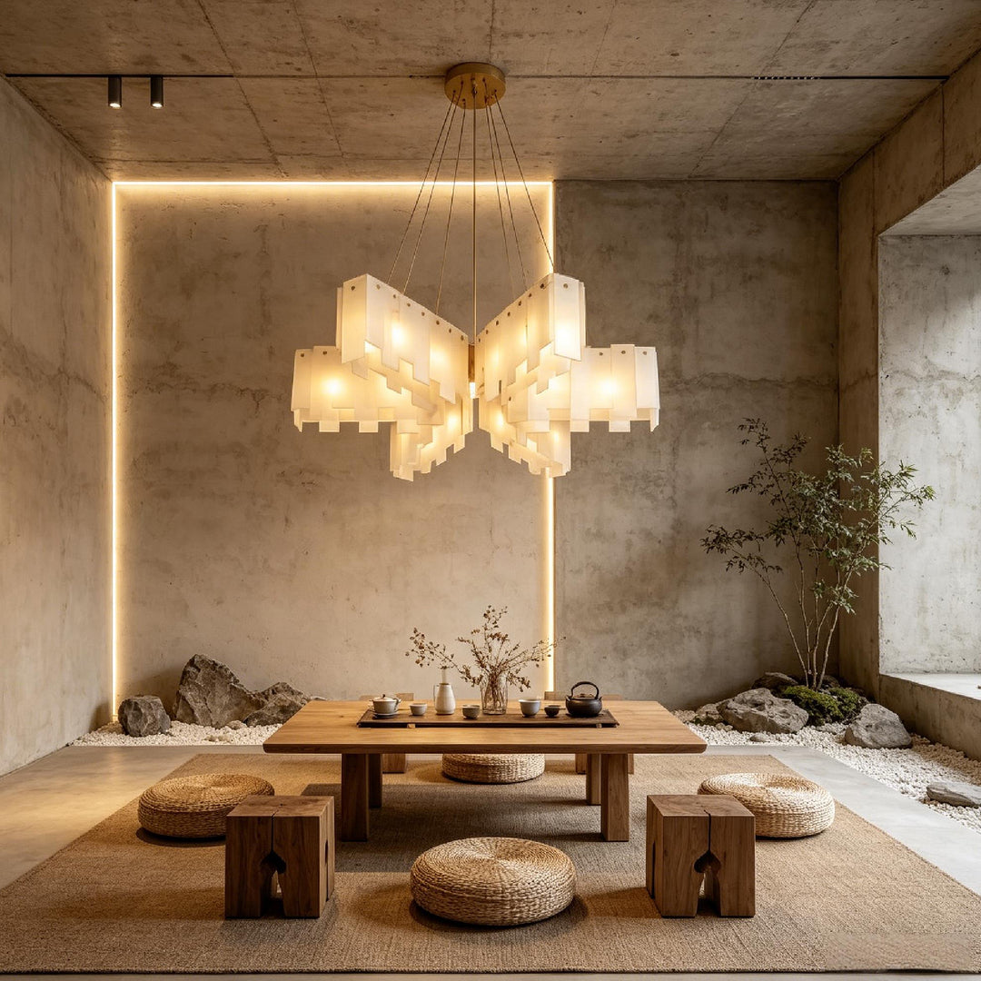 Pentagram Alabaster Cascade Tiered Chandelier – AIBIALIGHT