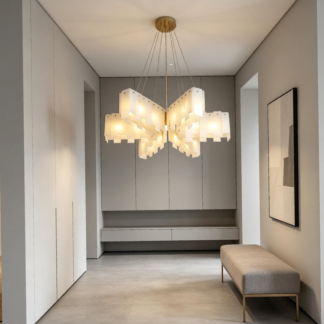 Pentagram Alabaster Cascade Tiered Chandelier – AIBIALIGHT