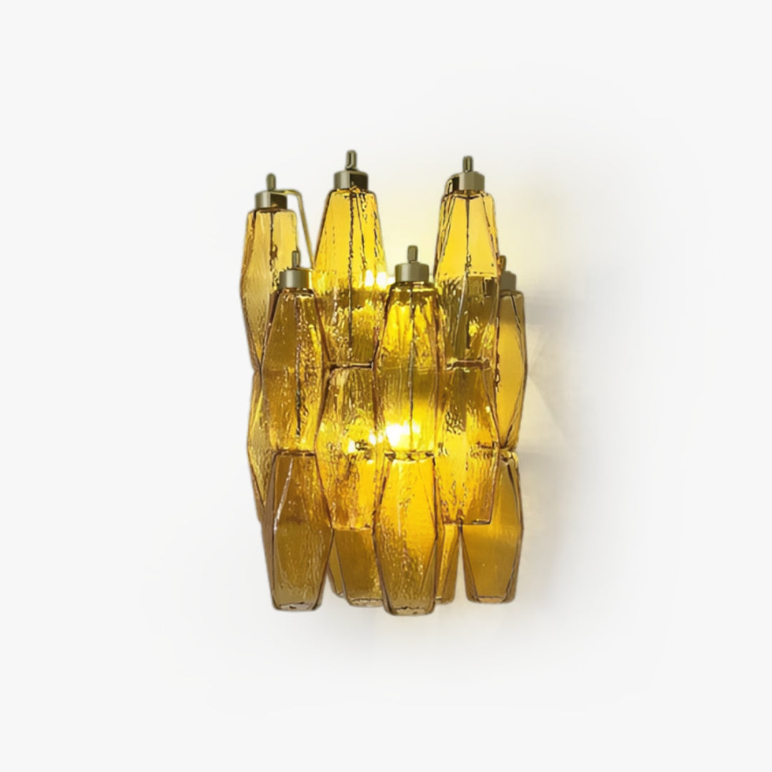 Poliedri Amber Murano Glass Wall Sconce 1