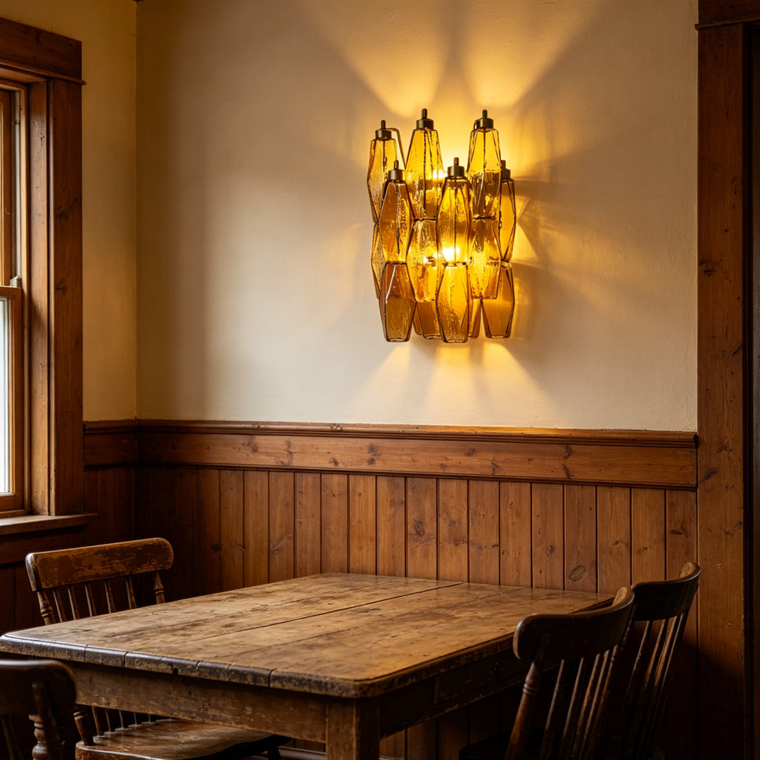 Poliedri Amber Murano Glass Wall Sconce 3