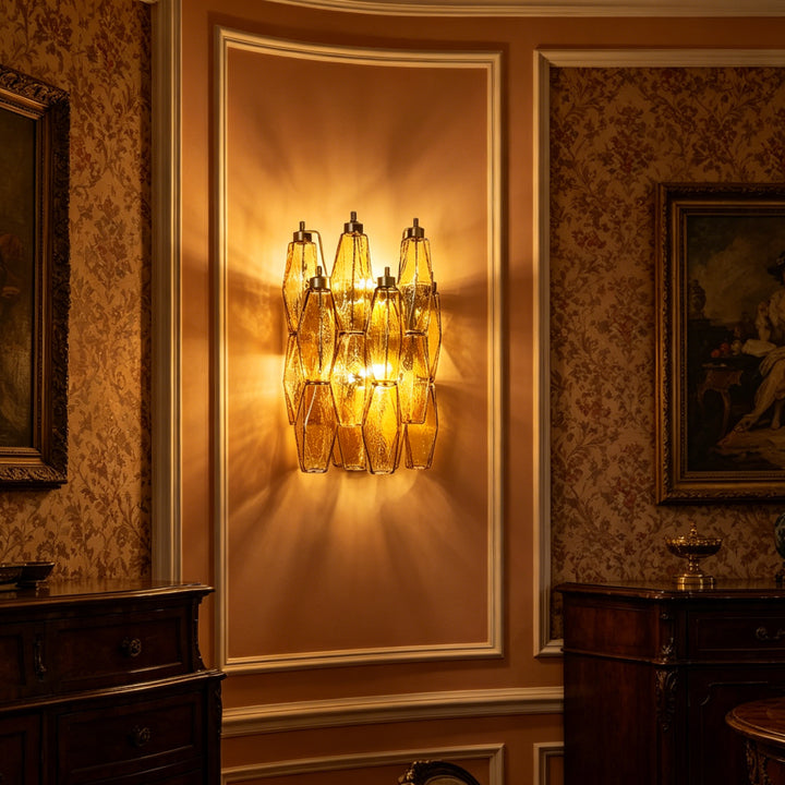 Poliedri Amber Murano Glass Wall Sconce 4