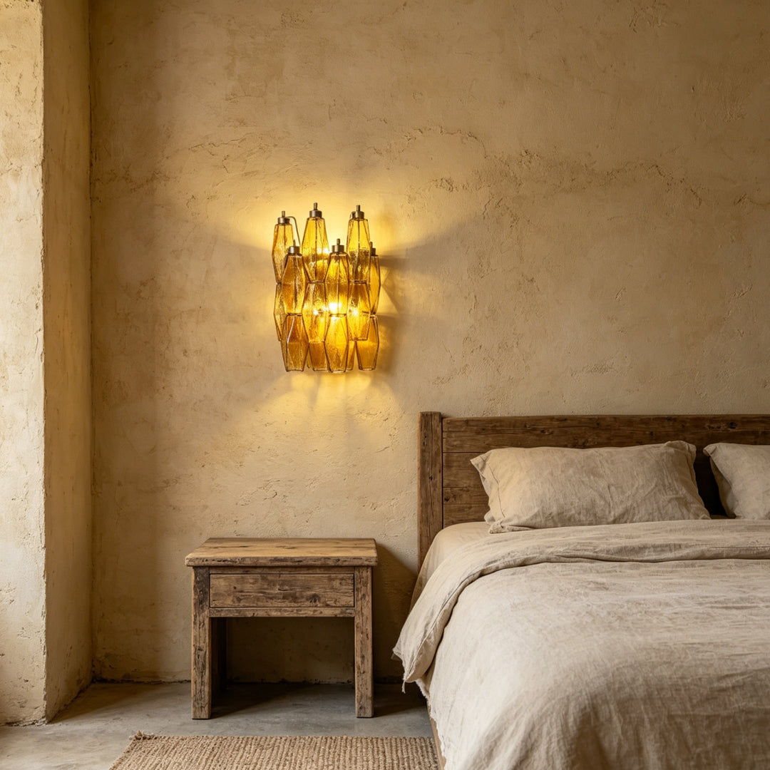 Poliedri Amber Murano Glass Wall Sconce 5