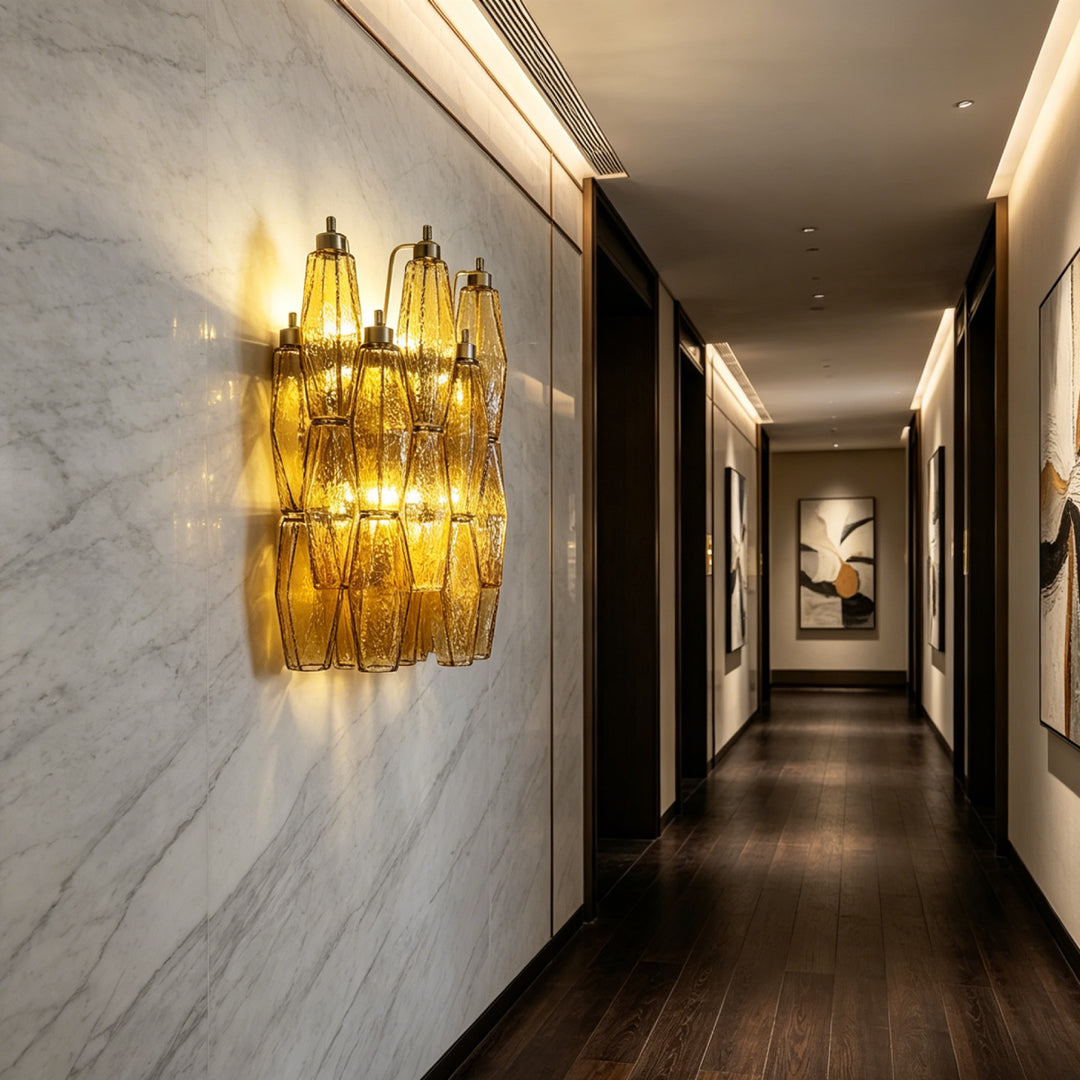 Poliedri Amber Murano Glass Wall Sconce 6