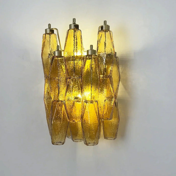Poliedri Amber Murano Glass Wall Sconce 8