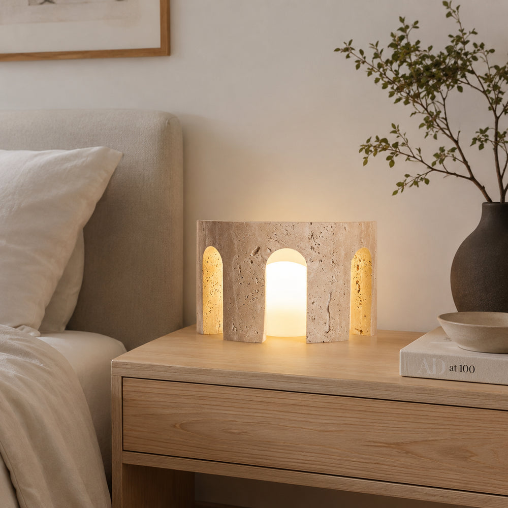 Portara Travertine Table Lamp 2