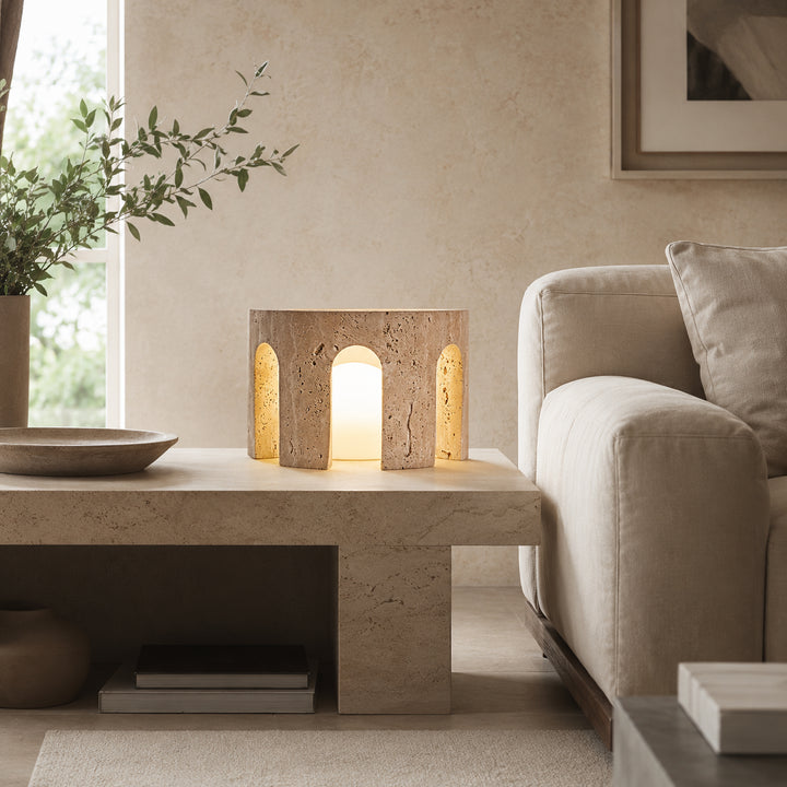 Portara Travertine Table Lamp 3
