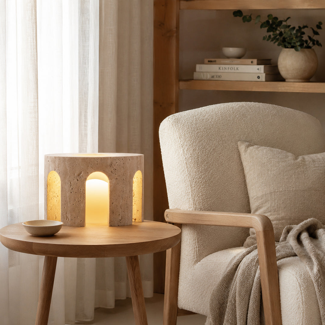 Portara Travertine Table Lamp 4