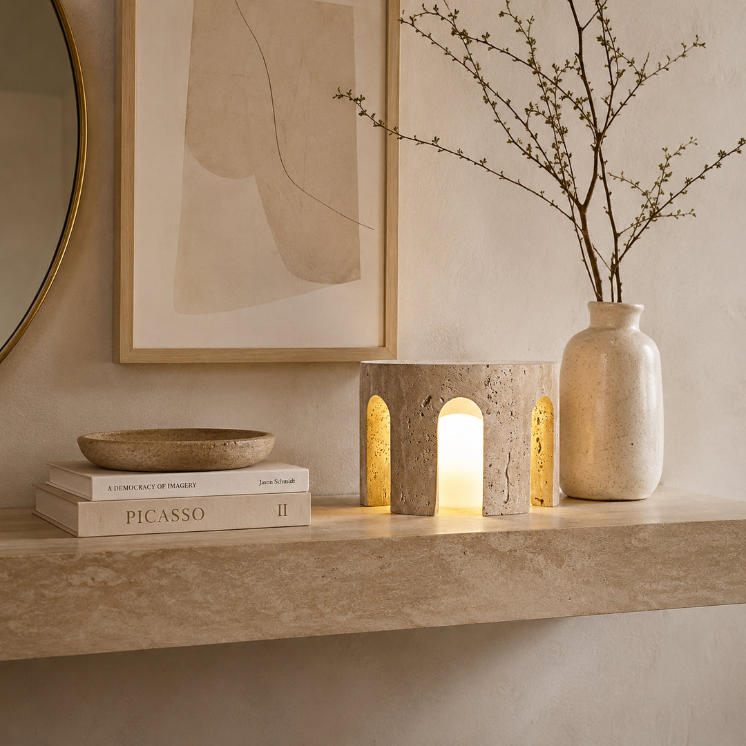 Portara Travertine Table Lamp 5