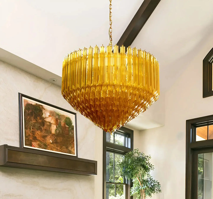 Prism Amber Murano Glass Chandelier 3