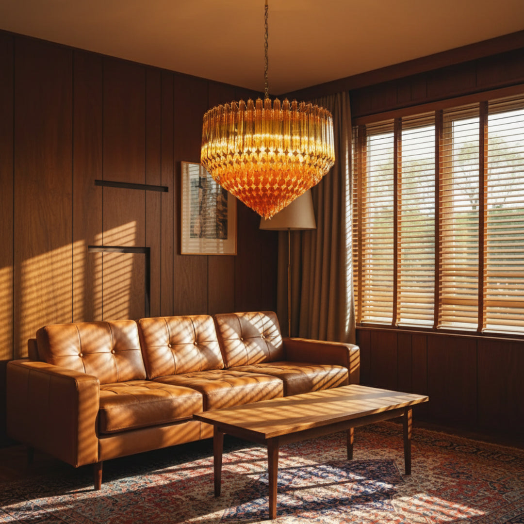 Prism Amber Murano Glass Chandelier 4