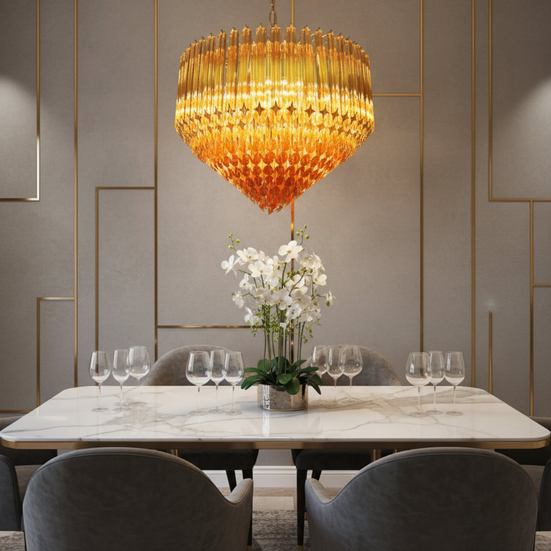 Prism Amber Murano Glass Chandelier 5