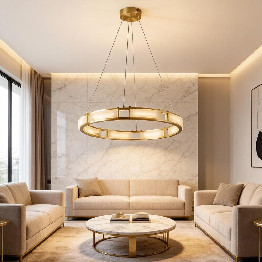 Qatar Alabaster Halo Chandelier – AIBIALIGHT