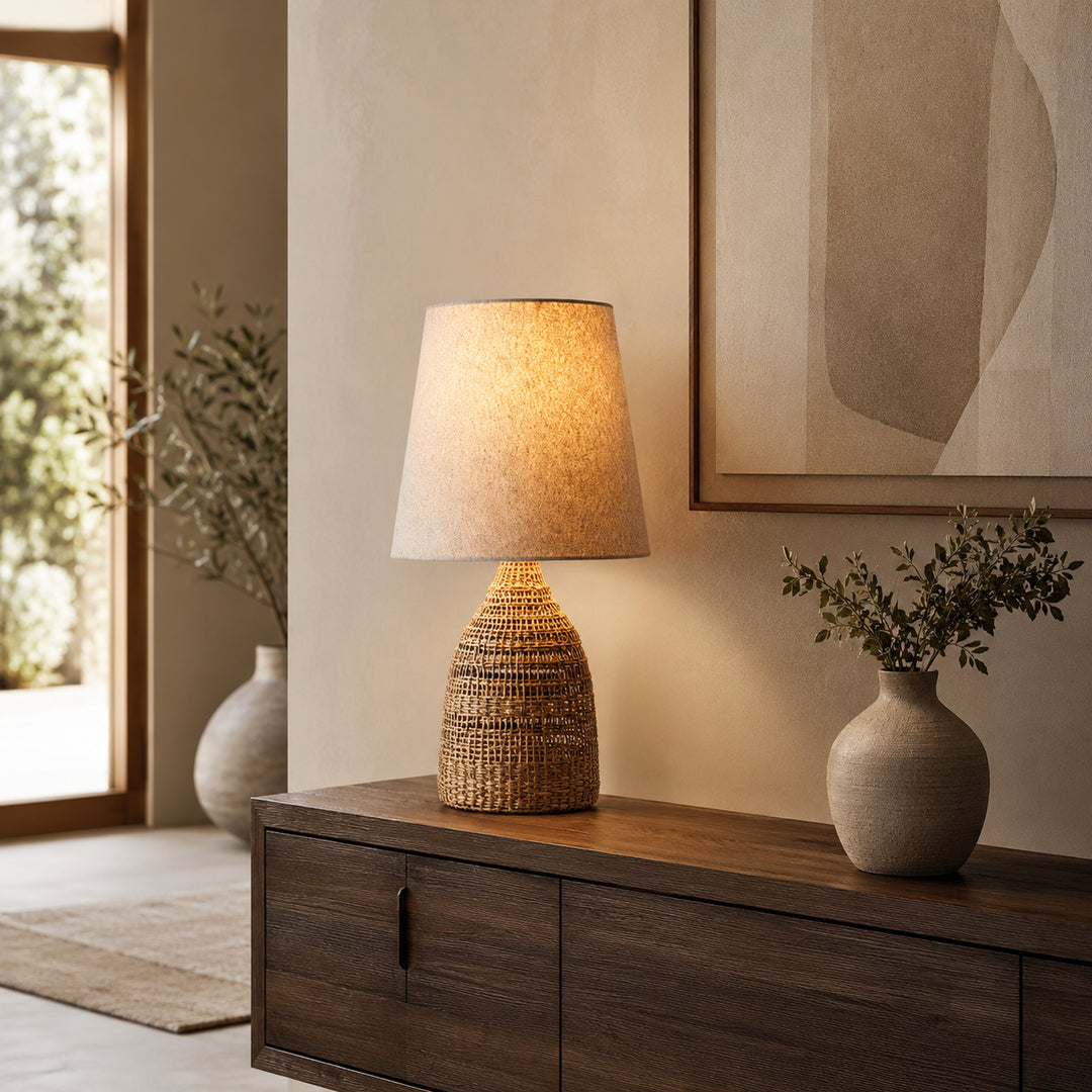 Ravlena Woven Rattan Table Lamp 2