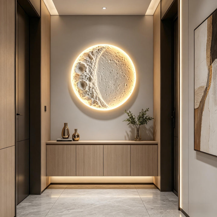 Recessed Lunar Crater Plaster Sconce 4