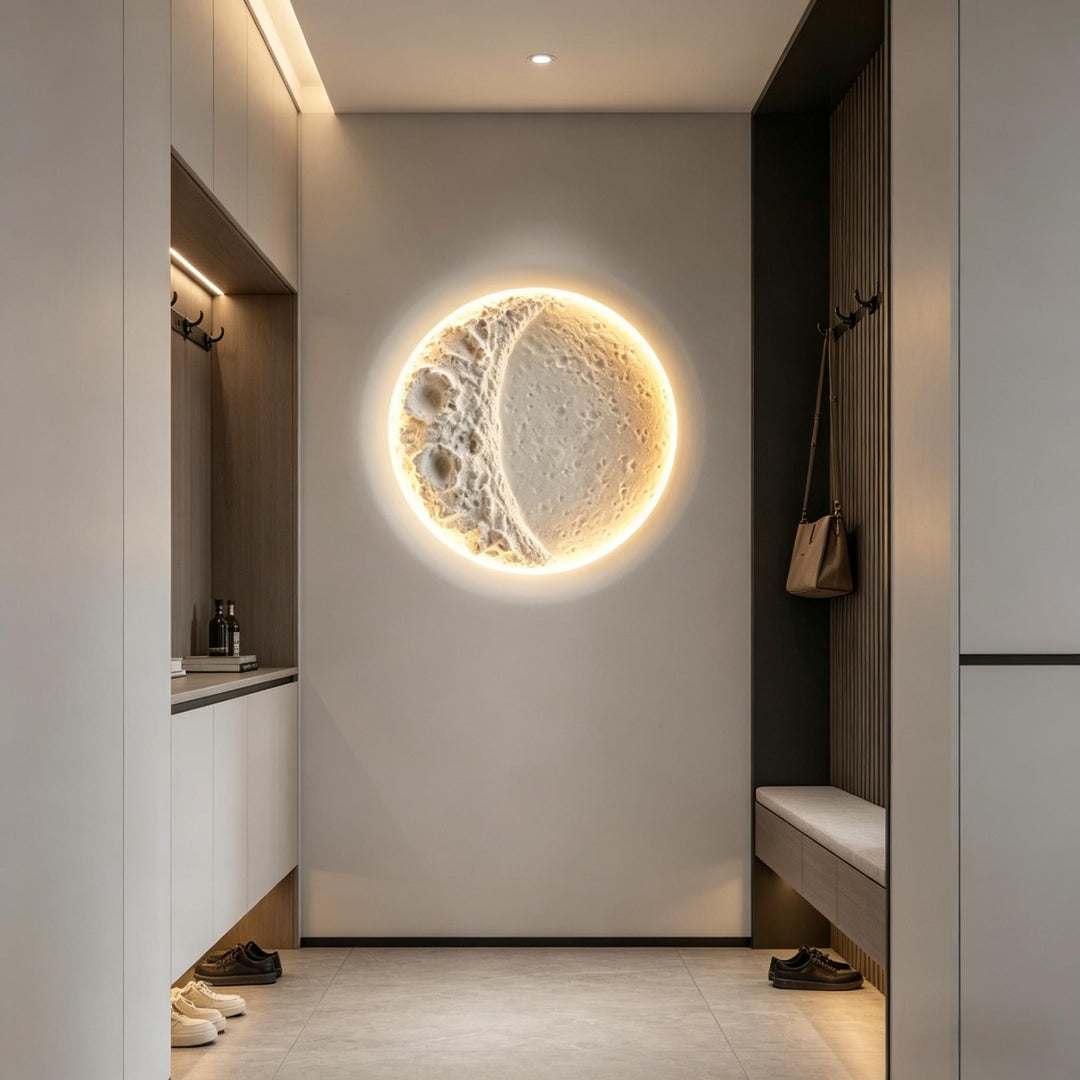 Recessed Lunar Crater Plaster Sconce 7