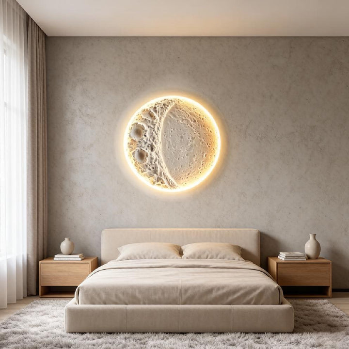 Recessed Lunar Crater Plaster Sconce 8