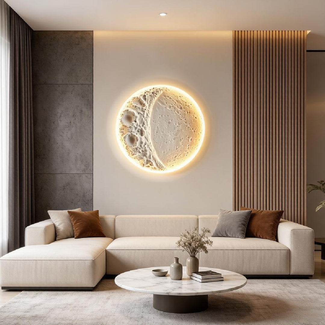 Recessed Lunar Crater Plaster Sconce 9