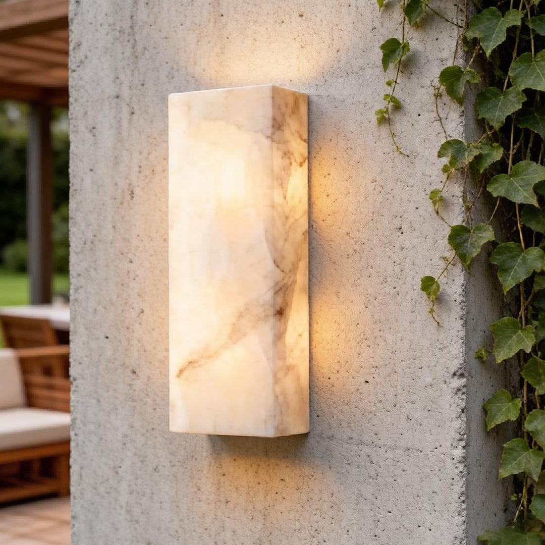 Rectangular Alabaster Wall Sconce 12
