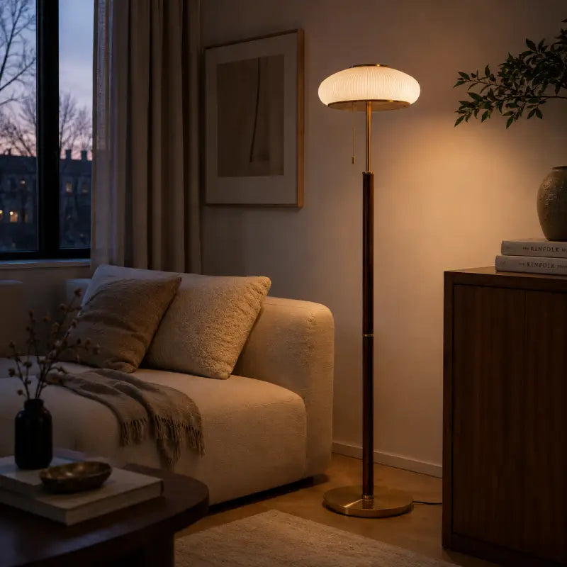 Retro Pleated Glass Floor Lamp 8