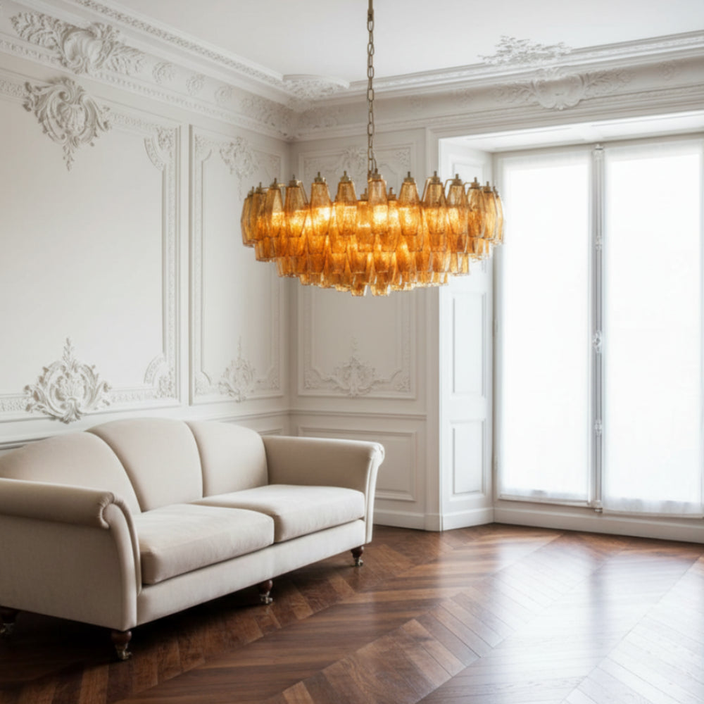 Rhombus Amber Murano Glass Chandelier 2