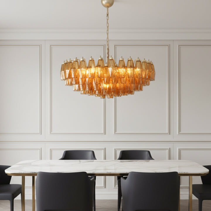 Rhombus Amber Murano Glass Chandelier 3