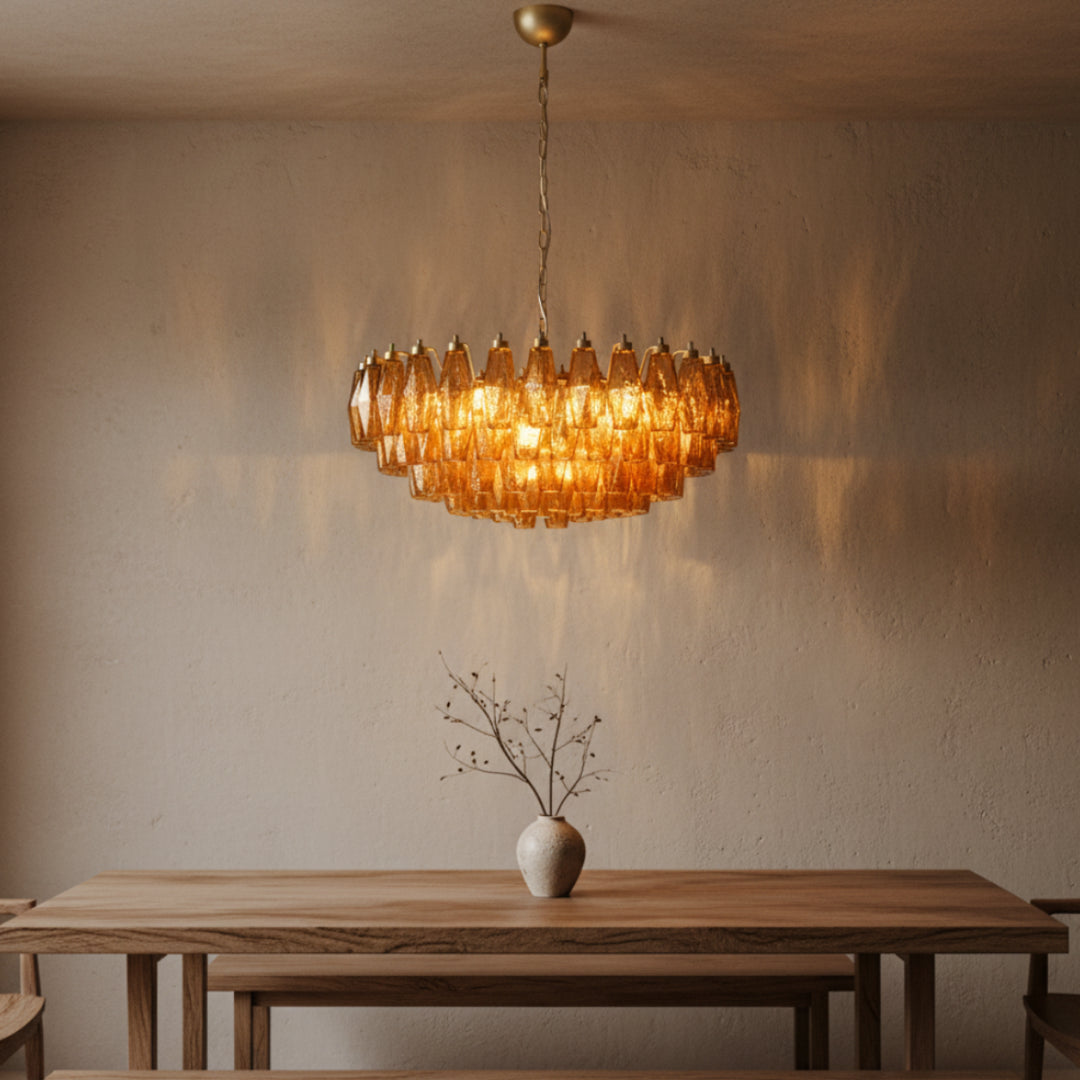 Rhombus Amber Murano Glass Chandelier 4