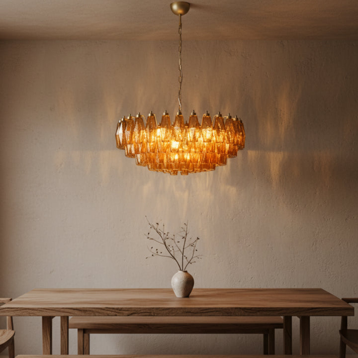 Rhombus Amber Murano Glass Chandelier 4