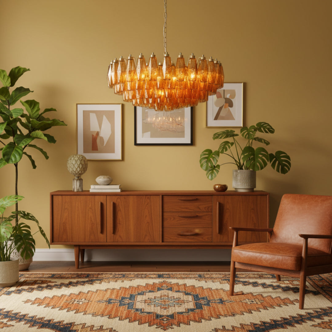 Rhombus Amber Murano Glass Chandelier 5