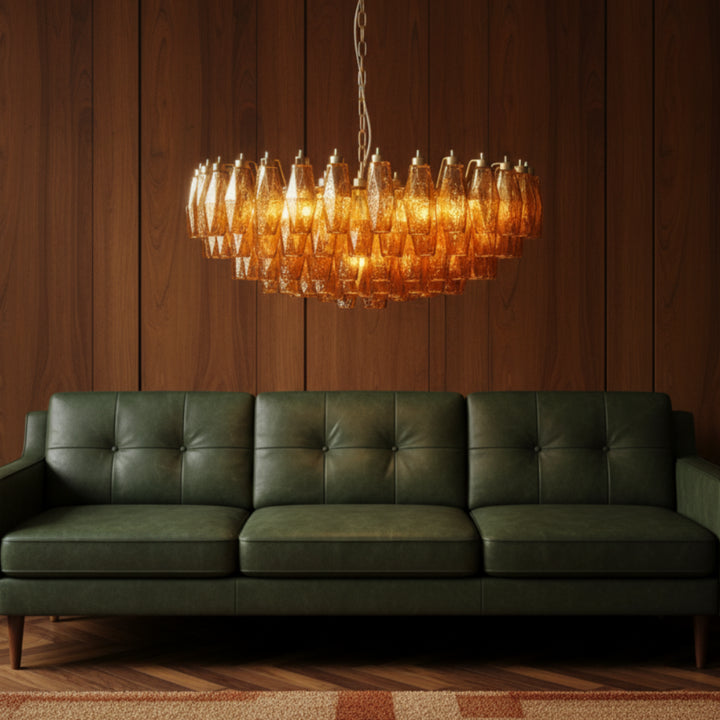 Rhombus Amber Murano Glass Chandelier 6