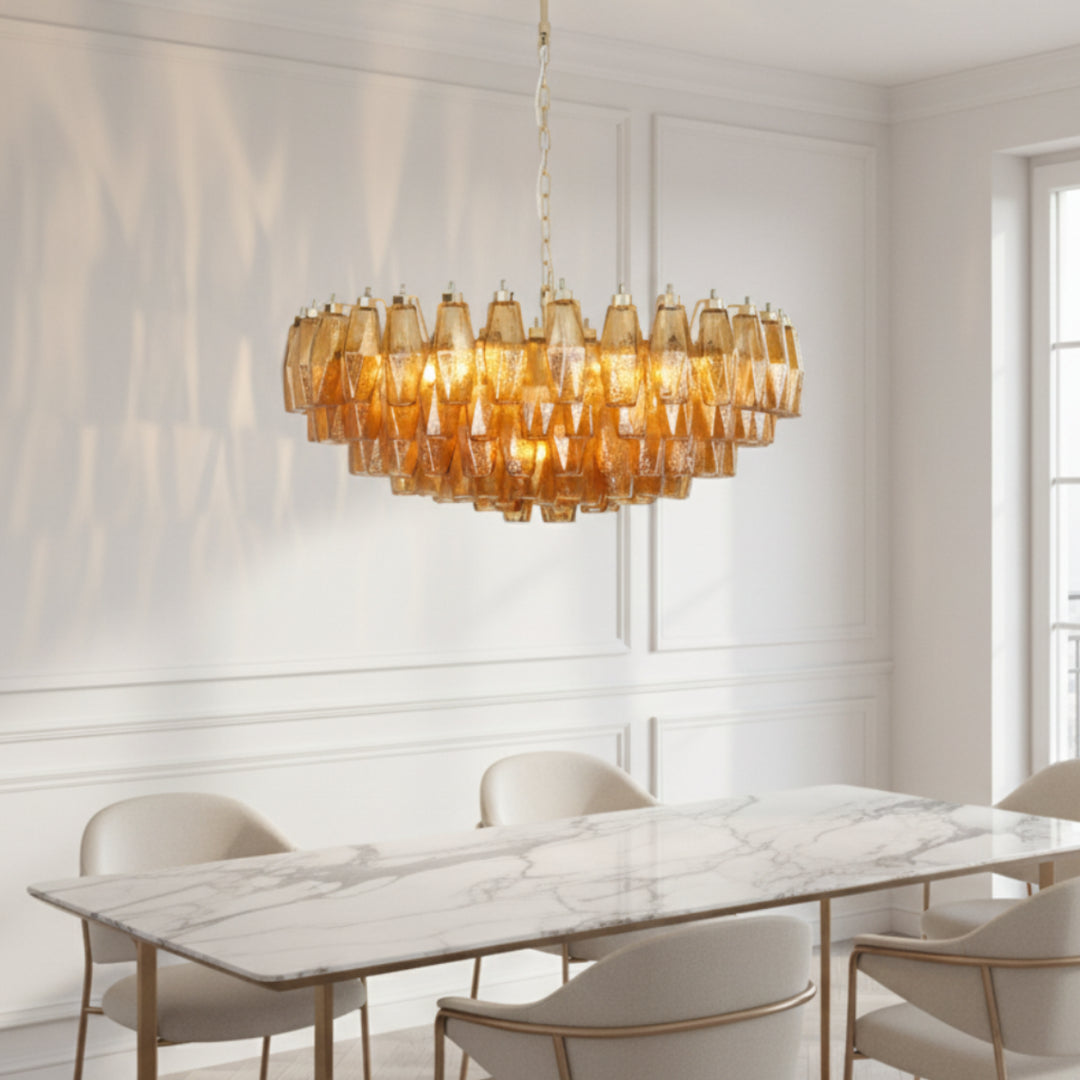 Rhombus Amber Murano Glass Chandelier 7