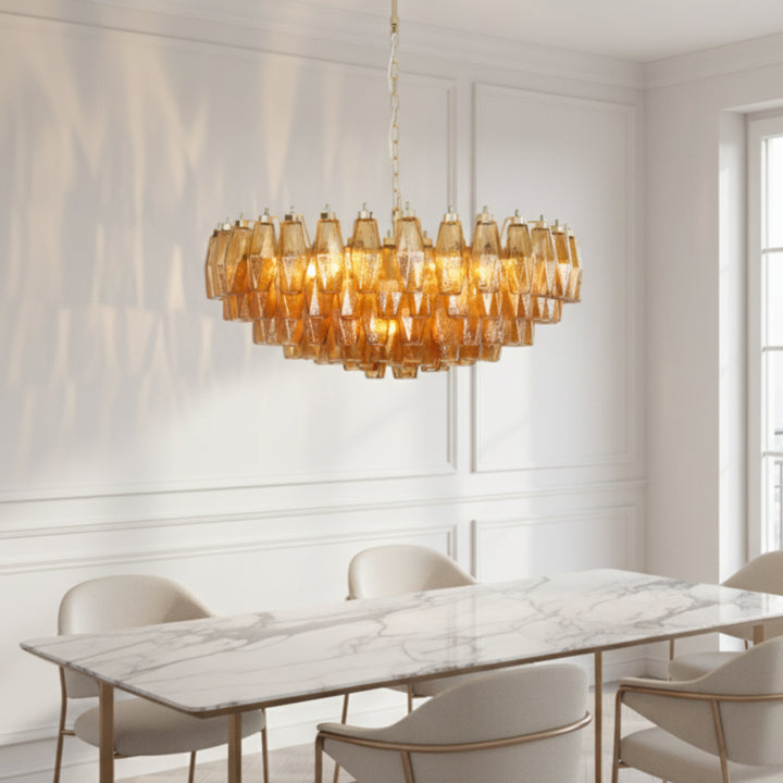 Rhombus Amber Murano Glass Chandelier 7