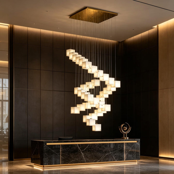 Rotation Alabaster Box Chandelier 10