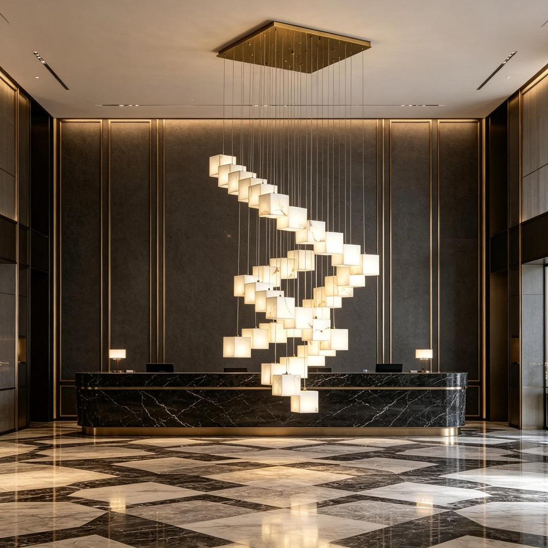 Rotation Alabaster Box Chandelier 11