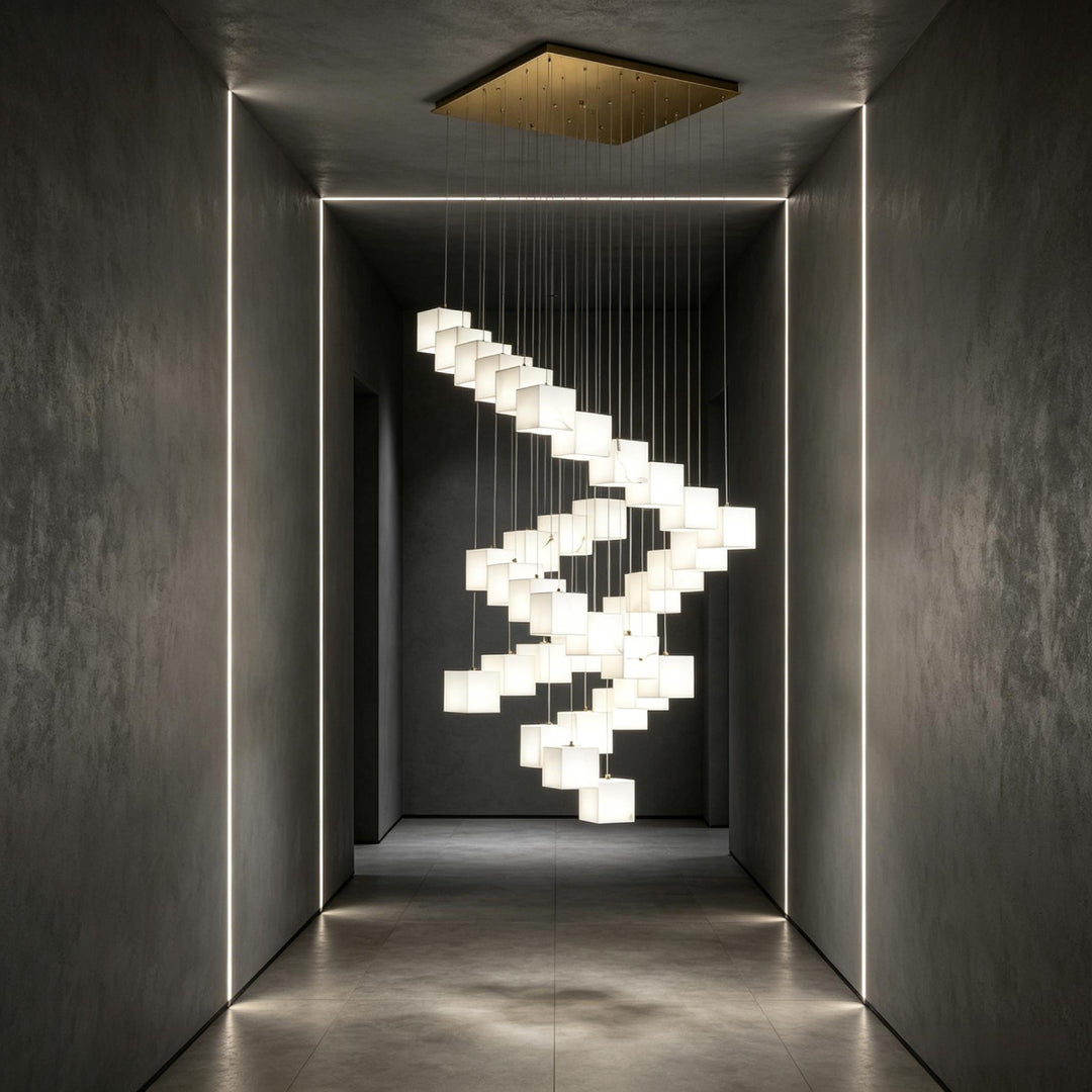 Rotation Alabaster Box Chandelier 12