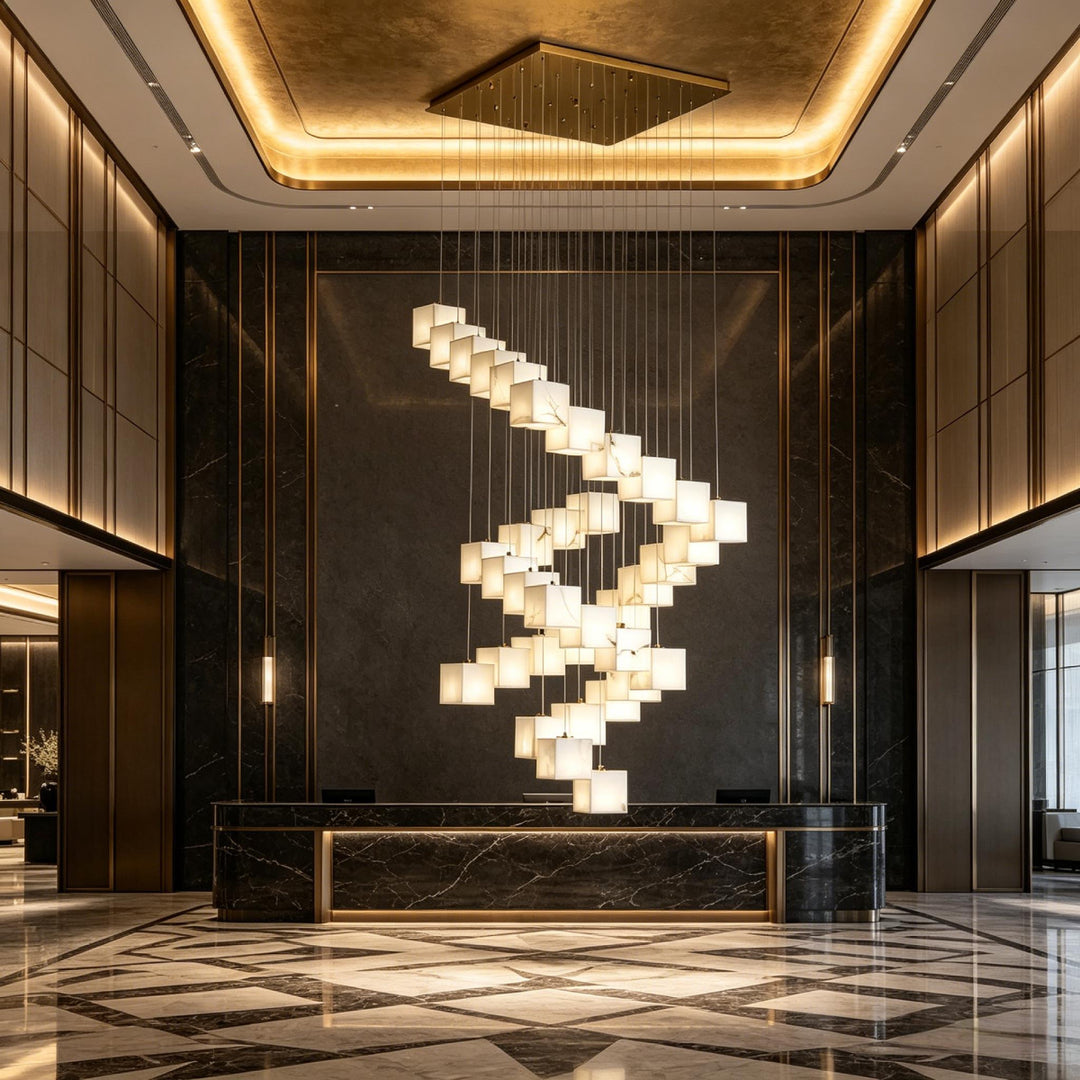 Rotation Alabaster Box Chandelier 13