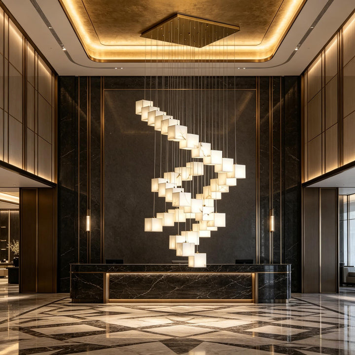 Rotation Alabaster Box Chandelier 13